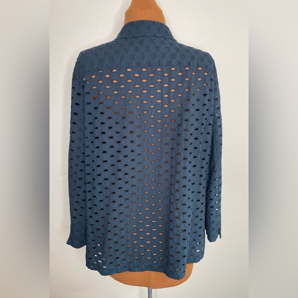 Jones New York Black Cut Out Long Sleeve Blouse Size XL - Picture 2 of 6